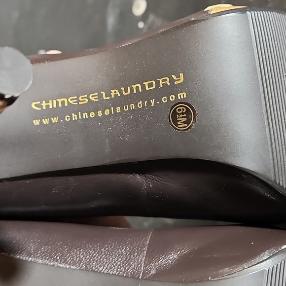 CHINESE LAUNDRY Leather Patchwork Thick Stich Detail Leather Heel 6.5M - Picture 10 of 11